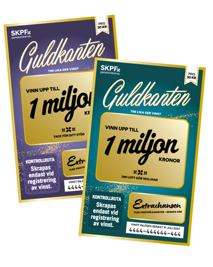 Guldkanten-lotter med chans att vinna upp till 1 miljon kronor.