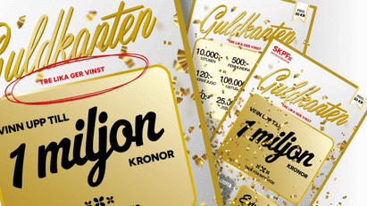 Guldkanten-lotter med chans att vinna upp till 1 miljon kronor.