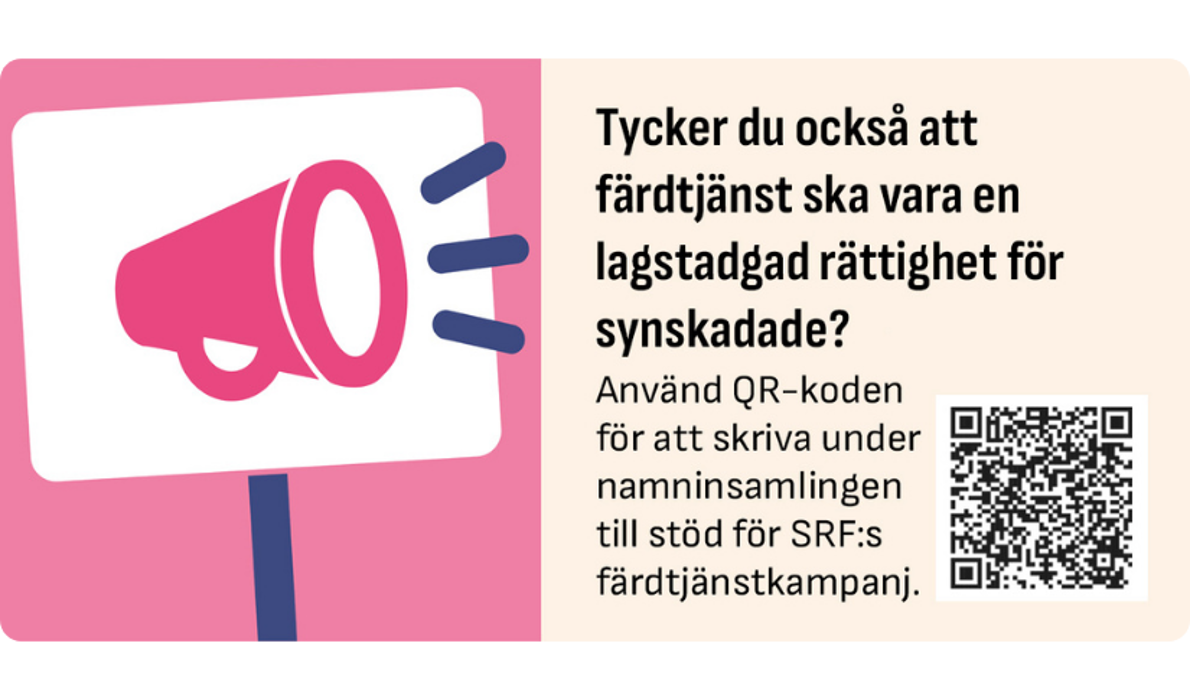 Megafon med text som i rubriken och en QR-kod