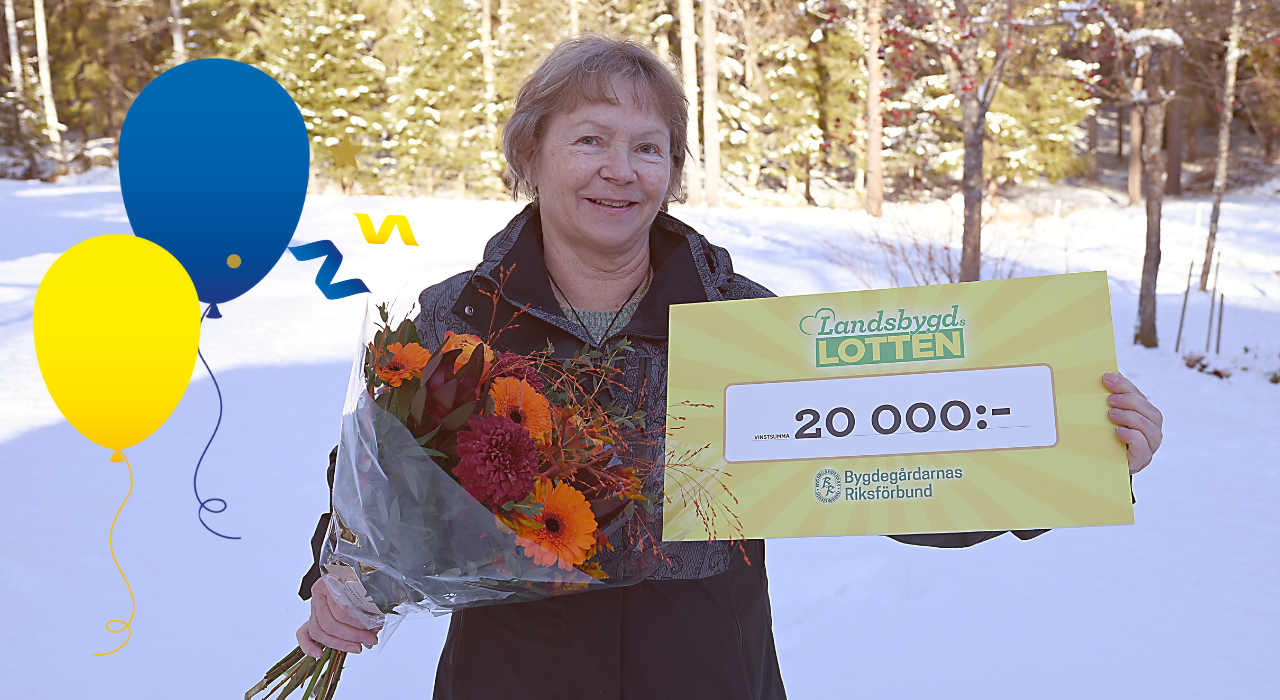 Vinnare med vinstcheck på 20 000 kr.
