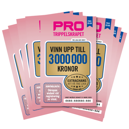 PRO Trippelskrapet – chans att vinna upp till 3 miljoner kr.