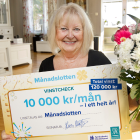 Margareta vann 10.000 kr per månad  i Månadslotten – i ett helt år 