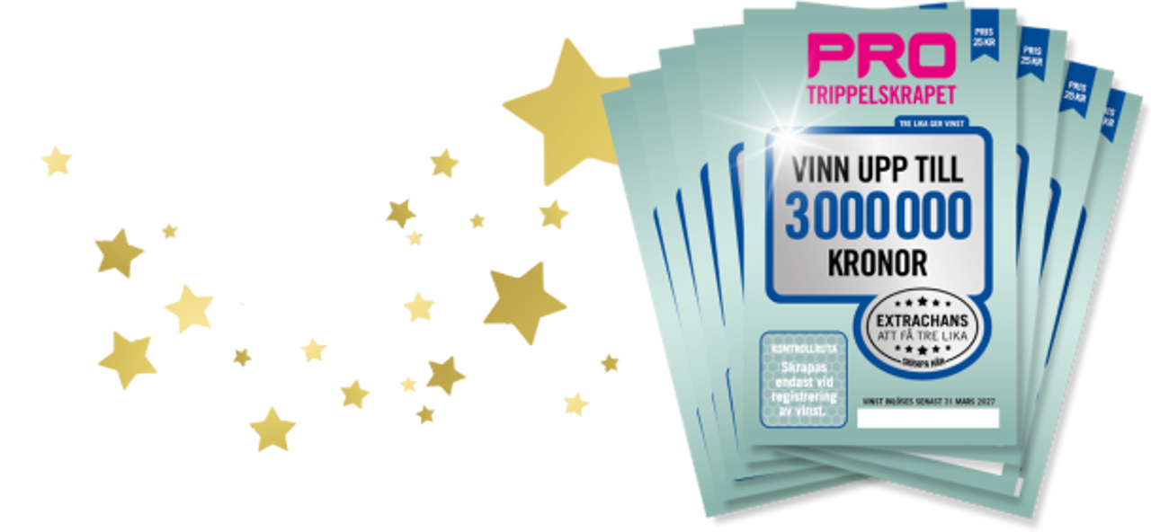 PRO Trippelskrapet-lotter med chans till 3 miljoner kronor.