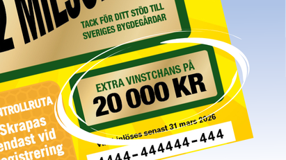 Landsbygdslott "Extra vinstchans på 20 000 kr" från Landsbygdslotten.