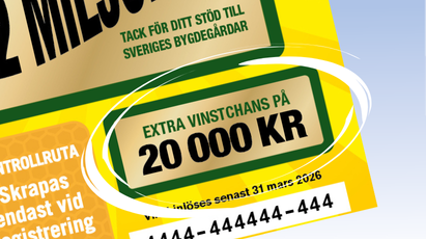Landsbygdslott "Extra vinstchans på 20 000 kr" från Landsbygdslotten.