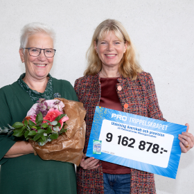 9 16Den symboliska checken togs nyligen emot av PRO:s ordförande Åsa Lindestam och generalsekreterare Christine Cars-Ingels.