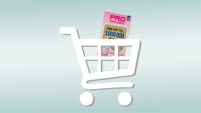 PRO Trippelskrapet-lott i kundvagn.